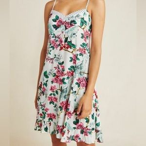 Anthropologie White Layla Parrot Birds Slip Casual Dress Medium